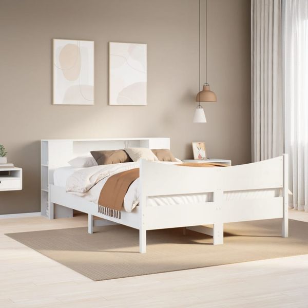 vidaXL Massivholzbett ohne Matratze Weiß 140x200 cm Kiefernholz 3323300