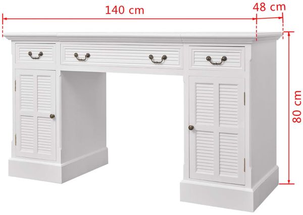 Schreibtisch, Weiß, 140 x 48 x 80 cm Bild 6