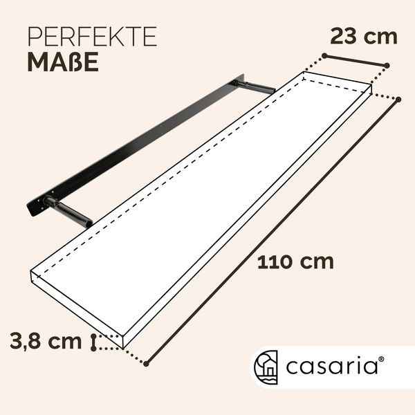 Casaria Wandregal mit Halterung, MDF, Schwaz / Matt, 110 x 23 x 3,8cm Bild 3