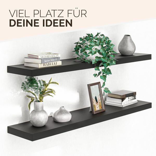 Casaria Wandregal mit Halterung, MDF, Schwaz / Matt, 110 x 23 x 3,8cm Bild 4