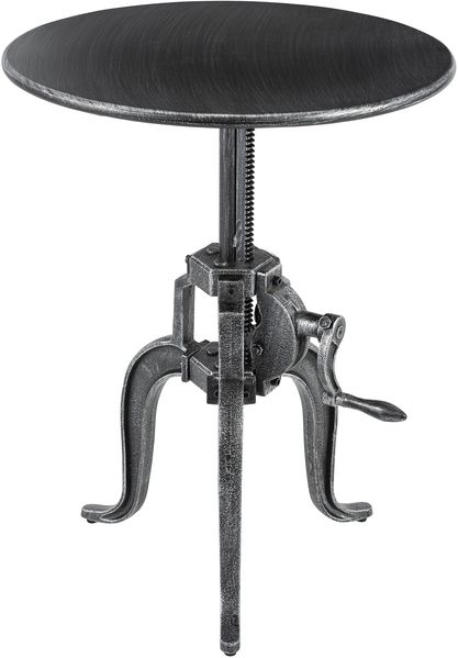 CLP Beistelltisch Marcos 50 cm aus Metall rund höhenverstellbar Industrial Stil,antik silber Bild 6
