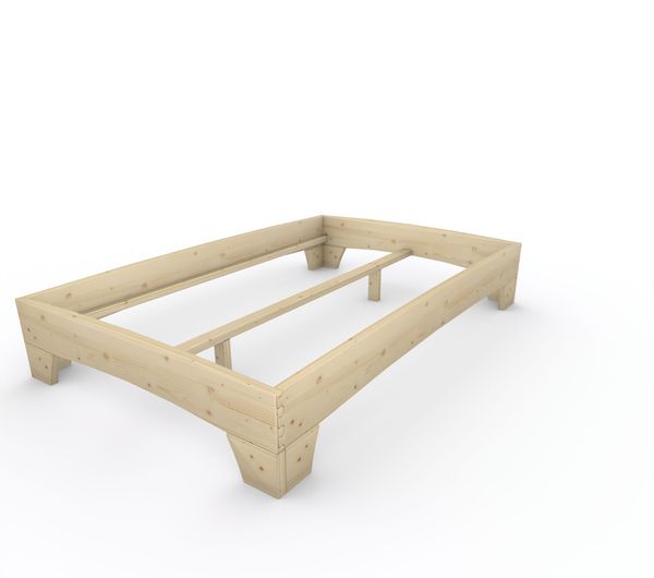 Holzbett (Fichte) "Rosi" 140 x 220 cm 38 cm ohne Kopfteil Massivholzbett Bett