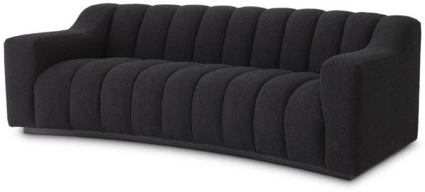 Casa Padrino Luxus Sofa Schwarz 234 x 96 x H. 76,5 cm - Leicht gebogenes Wohnzimmer Sofa