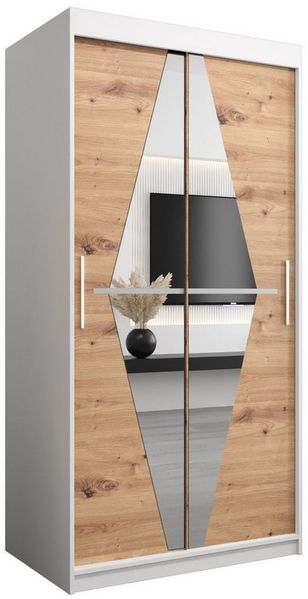 ABIKS MÖBEL Schwebetürenschrank BOLIWIA Schlafzimmerschrank - mit Spiegel, Kleiderstange und Regalen