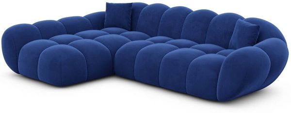 Ecksofa Maleron L Form kurz - Samtstoff - Dunkelblau - Links
