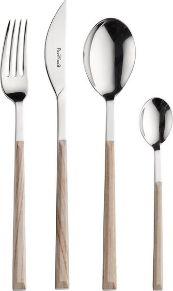 PINTINOX Besteck-Set Sushi (24-tlg), 6 Personen, Edelstahl 18/0, mit Kunststoffgriff in Holz-Optik