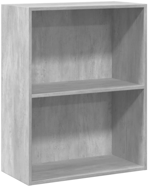 vidaXL Bücherregal 2 Fächer Betongrau 60x30x76,5 cm Holzwerkstoff 800967