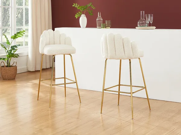 Vente-unique - ALTINAM Barhocker Stoff Beige - B 52,5 cm x H 101 cm x L 52 cm