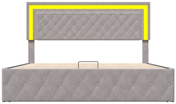 Gdood Polsterbett Stauraumbett Doppelbett LED, Samtstoff (Ausgestattet mit hydraulischem Bettkasten), Chesterfield Steppung, Mit LED-Beleuchtung, Bettkasten, 160x200 cm