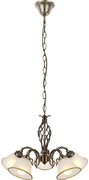 Hängelampe, Lüster, Altmessing, 5-flammig, D 60 cm