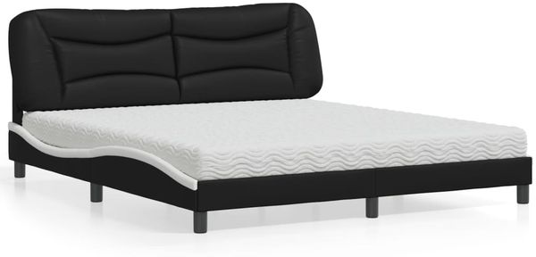 vidaXL Bett mit Matratze "Hvar" Schwarz und Weiß 180x200 cm Kunstleder 3208743