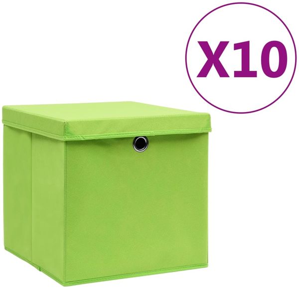 vidaXL Aufbewahrungsboxen mit Deckeln 10 Stk. 28x28x28 cm Grün 325230