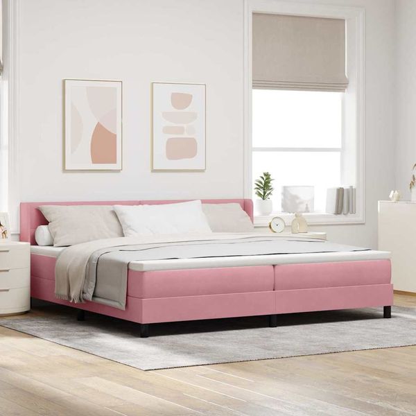 vidaXL Boxspringbett mit Kopfteil Rosa 200 x 200 cm Samt 3341491