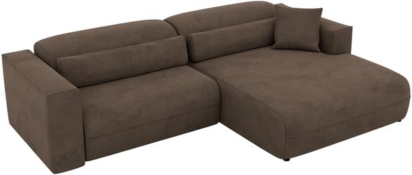 Ecksofa PAZURRO L mit Armlehnen, freistehendes L-förmiges Ecksofa mit lose Kissen, Wellenfeder, Modern Design - Braun Velvet - Rechts Bild 7