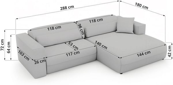 Ecksofa PAZURRO L mit Armlehnen, freistehendes L-förmiges Ecksofa mit lose Kissen, Wellenfeder, Modern Design - Braun Velvet - Rechts Bild 5