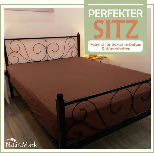 NatureMark Spannbettlaken Mikrofaser Spannbetttuch, Polyester, Gummizug: rundum, viele Größen und Farben Markenware, 90x200 cm, Schoko braun