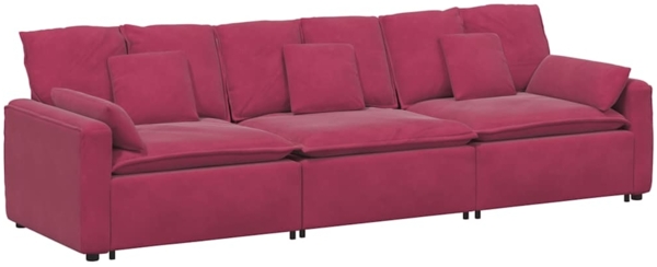 vidaXL Modulares Sofa mit Kissen Weinrot 3321103