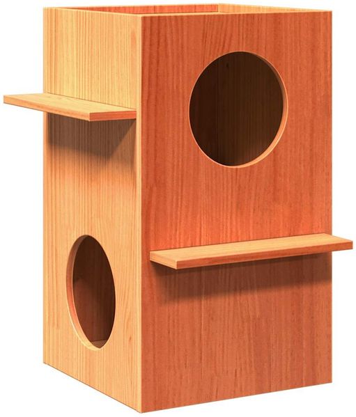 vidaXL Katzenhaus Wachsbraun 43x43x60 cm Massivholz Kiefer 859303