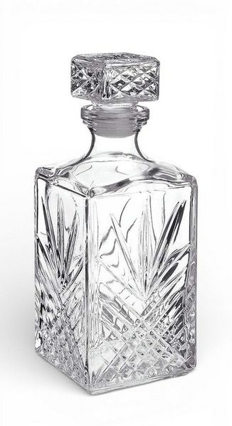 WestCraft Karaffe Bormioli Rocco Whisky-Karaffe aus Glas – 3 edle Designs, (1-tlg), Glasstopfen für sicheres Verschließen - für Hausbar & Wohnzimmer