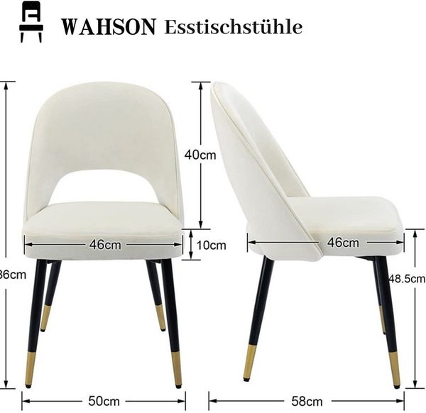 WAHSON OFFICE CHAIRS Esszimmerstuhl Samt 2er Set Seitenstühle Küchenstühle Bild 4