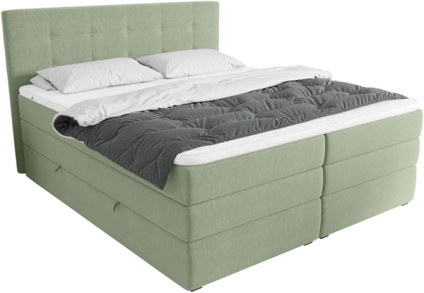 99rooms Dante Boxspringbett Strukturstoff INARI Minze Taschen-Federung 180x200 cm Bild 5