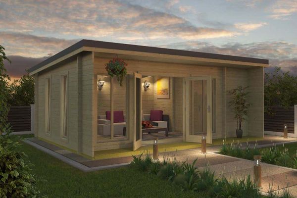 Lasita Maja Gartenhaus Japan Gartenhaus aus Holz Holzhaus mit 44 mm Wandstärke Blockbohlenhaus mit Montagematerial