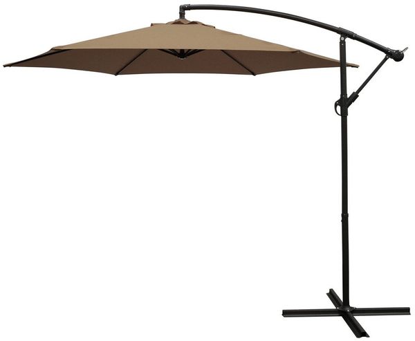 Ampelschirm Aluminium 300cm taupefarben, mit Kurbel, Gestell Aluminium, Material Bezug 100% Polyester, Gewicht 10kg