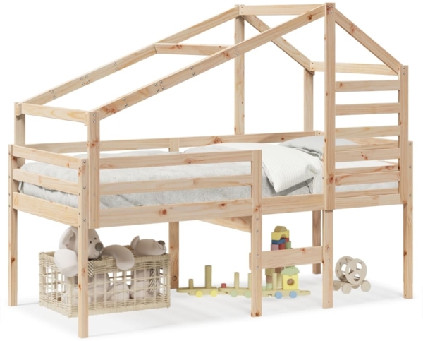 vidaXL Hochbett mit Dach 90x200 cm Massivholz Kiefer 3281977