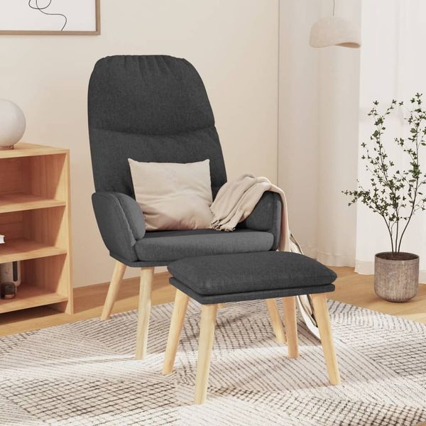 vidaXL Relaxsessel mit Hocker Dunkelgrau Stoff [3097343]