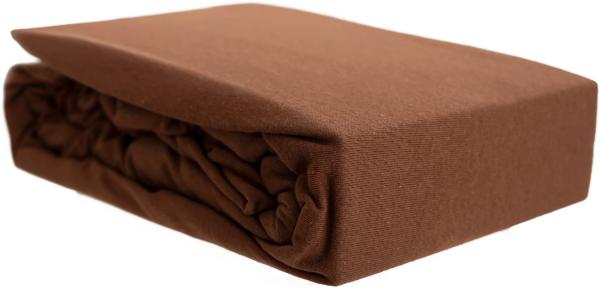 Jersey Spannbettlaken 100% Baumwolle 140-160x200 cm + 25 cm Rundumgummizug Braun