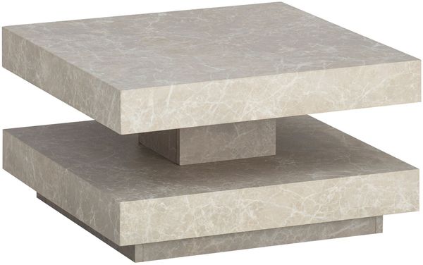 Couchtisch 60x60x34cm Sandfarben Stein-Optik Stauraum Modern Quadratisch Beige