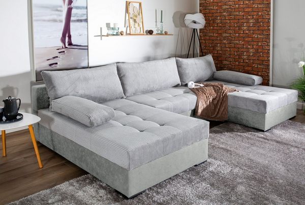 COLLECTION AB Wohnlandschaft Josy, inkl. Bettfunktion, Bettkasten, mit 3 extra großen Rückenkissen