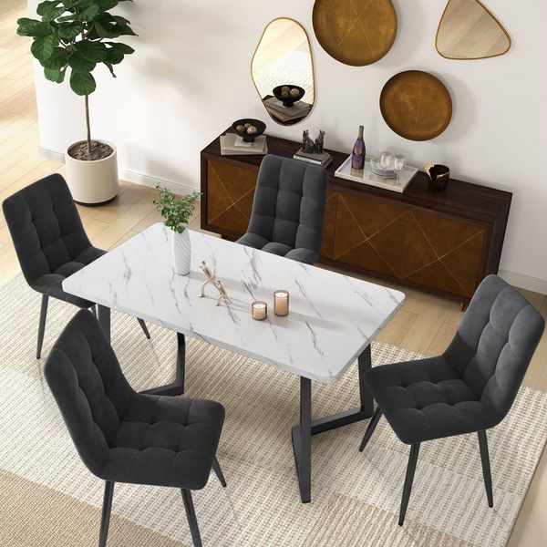 FUROKOY Esszimmerstuhl 4er Set Esszimmerstuhl Küchenstuhl Polsterstuhl (4 St), Design Stuhl mit Rückenlehne,mit Sitzfläche Samt,Gestell aus Metall
