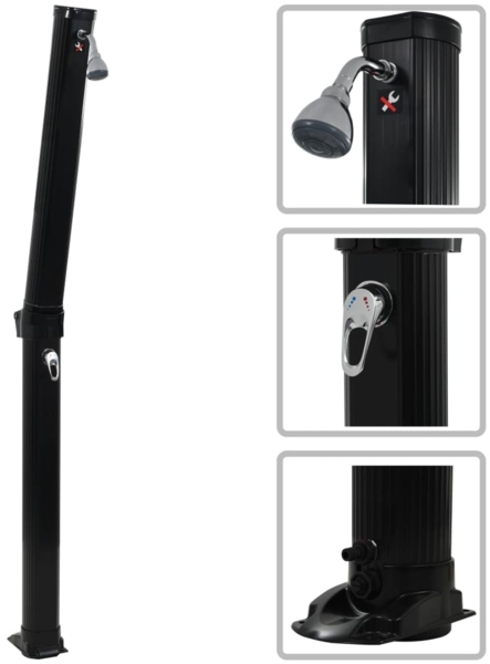 vidaXL Solardusche Klappbar Schwarz 214 cm 23 L 91719