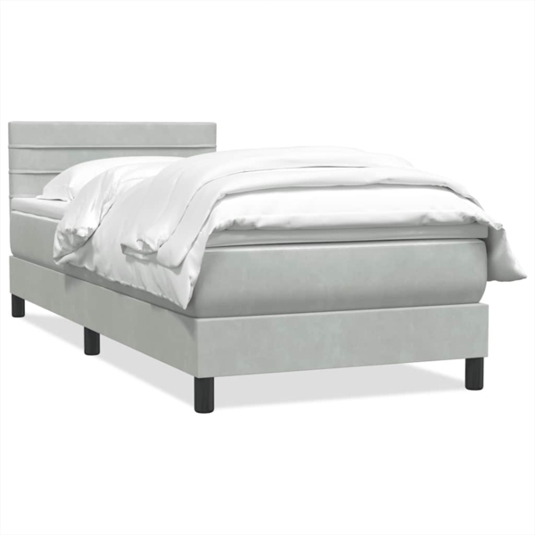 vidaXL Boxspringbett mit Matratze Hellgrau 90x220 cm Samt 3316335 Bild 1