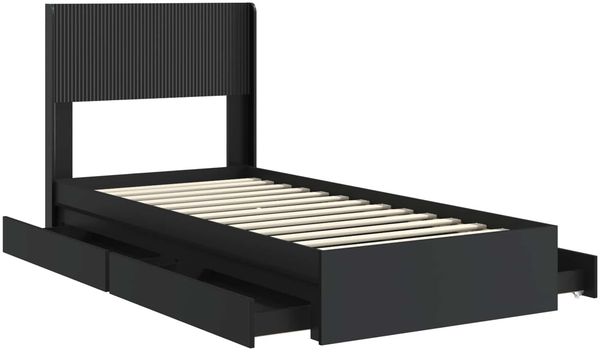 vidaXL Bettgestell mit Stauraum und Kopfteil Schwarz 90 x 190 cm 3414420 Bild 5