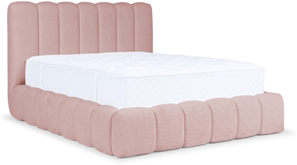 MEBLINI Polsterbett 120x200 mit Lattenrost ohne Matratze - CARLOS - Rosa Boucle - Bubble Bett - Cloud Bett - Marshmallow Bed - Kopfteil Bett mit Stauraum