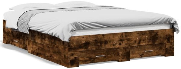 vidaXL Bettgestell mit Schubladen Räuchereiche 120x200cm Holzwerkstoff 3280395 Bild 2