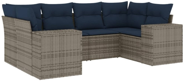 vidaXL 6-teiliges Gartensofa-Set mit Kissen, grau, Polyrattan 3222980