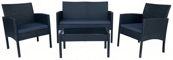 HTI-Living Garten-Essgruppe Outdoor Möbel 4-teiliges Set Zita Anthrazit/Grau, (Set, 4-tlg, 1x Zweisitzer, 2x Stuhl, 1x Tisch), Terrassenmöbel Loungemöbel Gartenmöbel