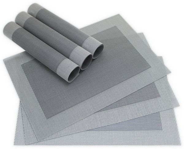 matches21 HOME & HOBBY Platzset Tischsets BORDA 6er Set Schwarz-silber als Tischuntersetzer, (6-St), Abwaschbare Platzsets als Tischunterlagen für Ess-Tisch Tisch-Deko