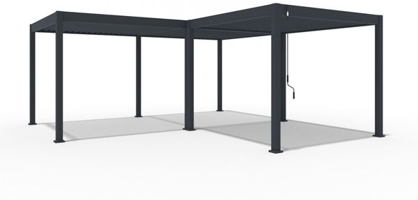 Weide Deluxe & Classic | Pergola Aluminium freistehend | 6 x 6 M | Lamellendach anthrazit + Verbindungskit 3 Meter