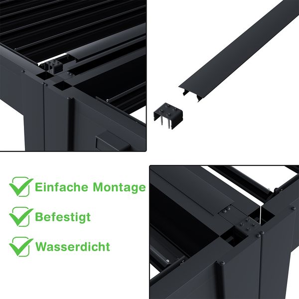 Weide Deluxe & Classic | Pergola Aluminium freistehend | 6 x 6 M | Lamellendach anthrazit + Verbindungskit 3 Meter Bild 2