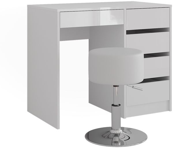 Schminktisch Sherry Weiß/Weiß Hochglanz 89.8 cm mit Hocker Vicco