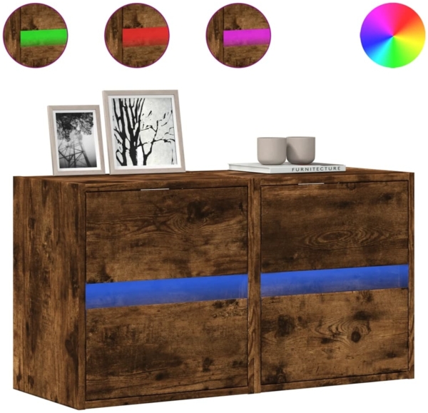 vidaXL TV-Wandschränke LED-Beleuchtung 2 Stk. Räuchereiche 41x31x45 cm 852280