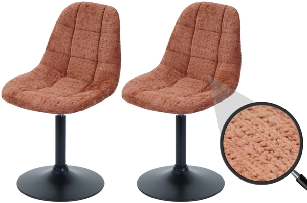 2er-Set Esszimmerstuhl HWC-A60, Küchenstuhl Stuhl Drehstuhl, Stahl FSC® Stoff/Textil Chenille (465g/m²) ~ terrakotta
