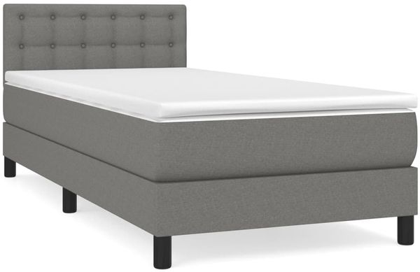 vidaXL Boxspringbett mit Matratze Dunkelgrau 80x200 cm Stoff, Härtegrad: H2 [3140330] Bild 2
