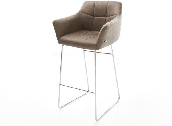 Barstuhl Yulo-Flex Vintage Taupe Kufengestell Edelstahl