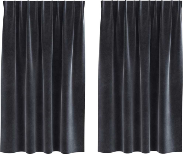 vidaXL Vorhänge mit Vorhängen 2 pcs Dunkelgrau 140 x 140 cm Samt 4107228