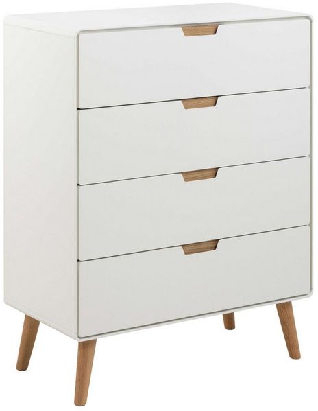 ACTONA GROUP Highboard Lowell, 4 Schubladen mit Dämpfung, nordischer Stil, Weiß, B: 100 cm